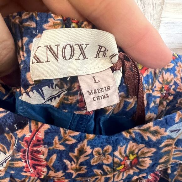 KNOX ROSE Women's L Off The Coast Tiered Midi Peasant Dress NWT Multi Floral - Picture 10 of 16
